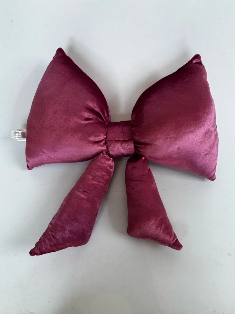 Oversized Viral Snuggle Buddy Velvet Pink Bow Pillow Decor approx 18”x19”